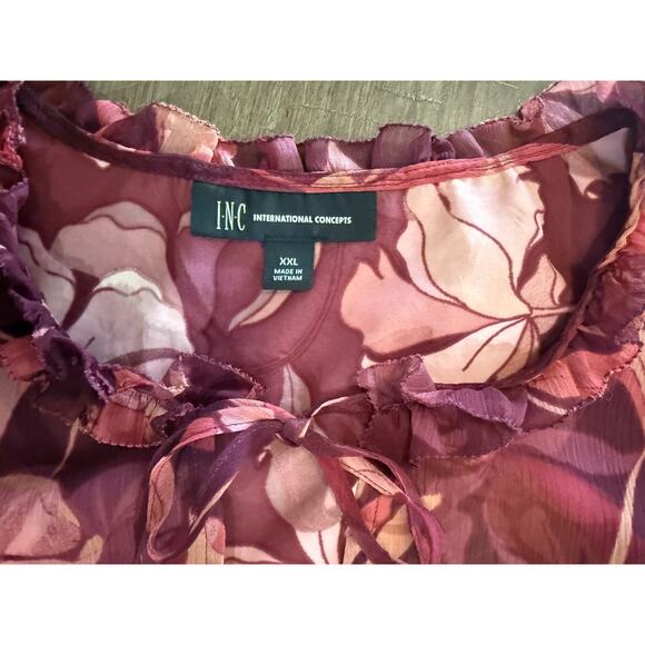 INC International Concepts Burgundy Floral Print Sleeveless Blouse Women’s XXL - Picture 6 of 13
